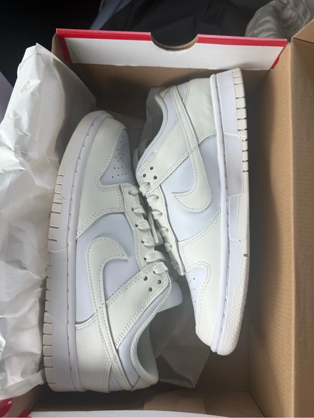 Nike White/Sail Low Dunk Box — Women's Sizes
